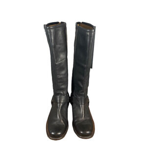 Frye Women’s Black Leather Phillip Harness Tall Riding Boots Back Zip Size 6
